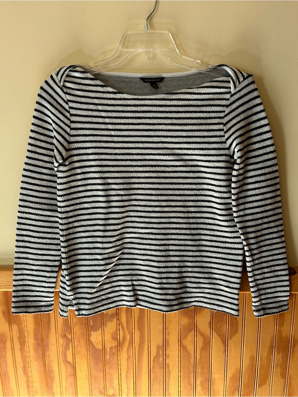 Banana Republic Black and White Striped Scoop neck Sweater
